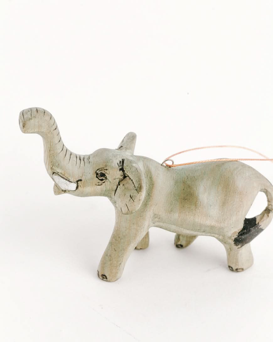 Hand-Carved Elephant Ornament in - Holiday Ornaments photo