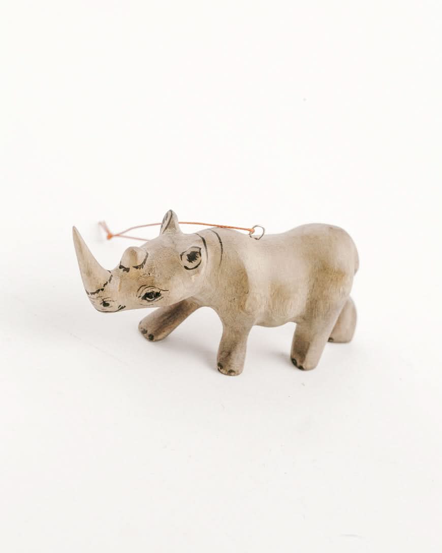Hand-Carved Rhino Ornament in - Holiday Ornaments photo