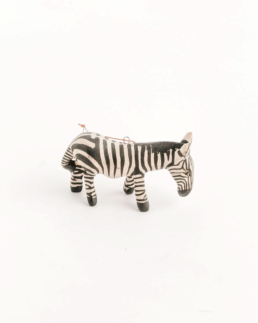 Hand-Carved Zebra Ornament in - photo