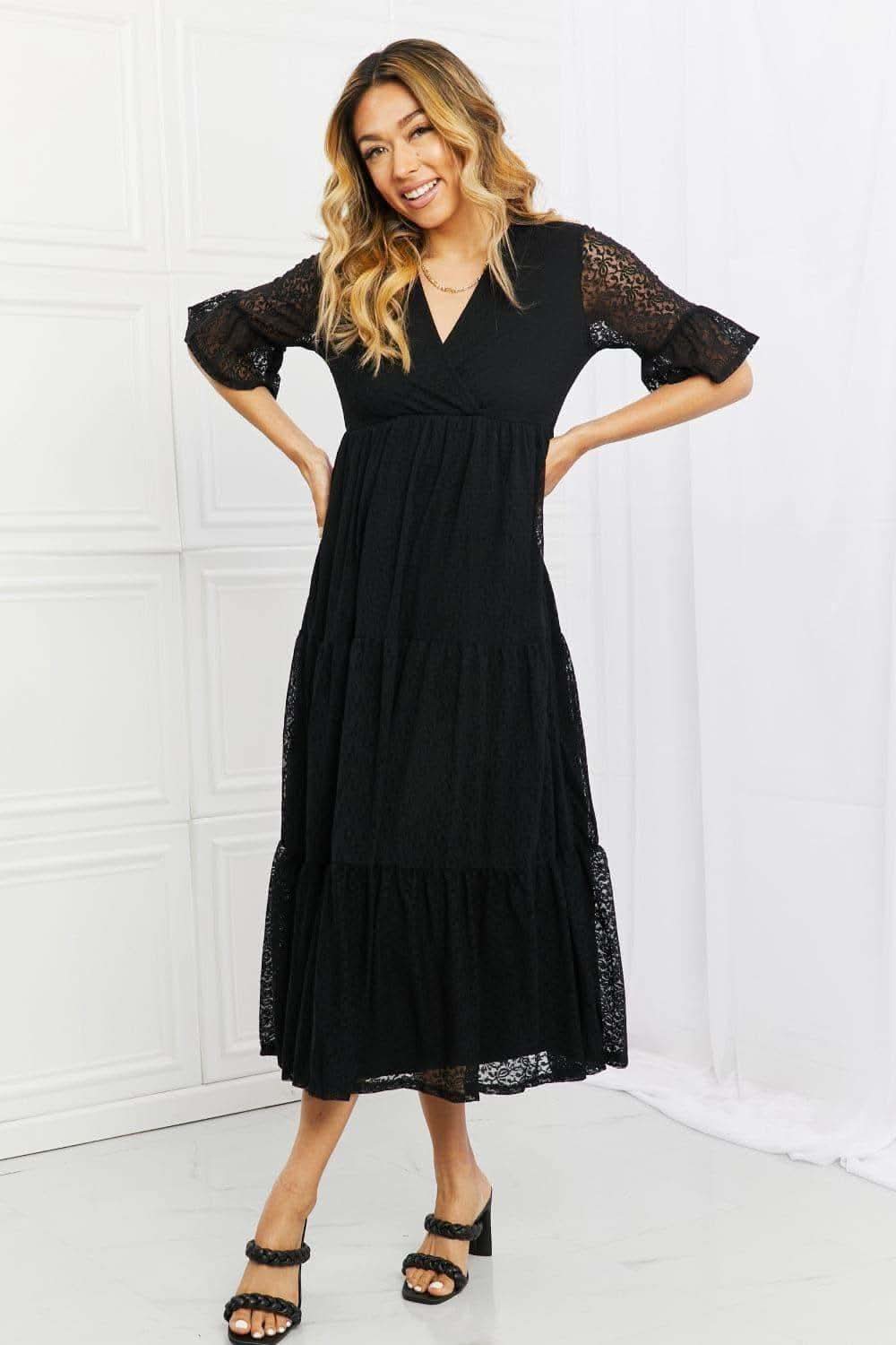 P & Rose Lovely Lace Full Size Tiered Dress in Black - Dresses photo
