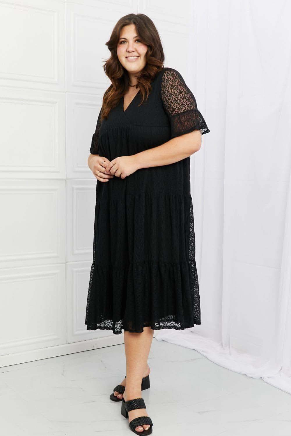 P & Rose Lovely Lace Full Size Tiered Dress in Black - Dresses photo