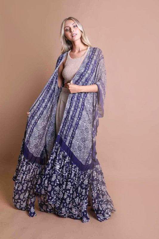 LETO Paisley Tapestry Free Flow Kimono - SwagglyLife Home & Fashion