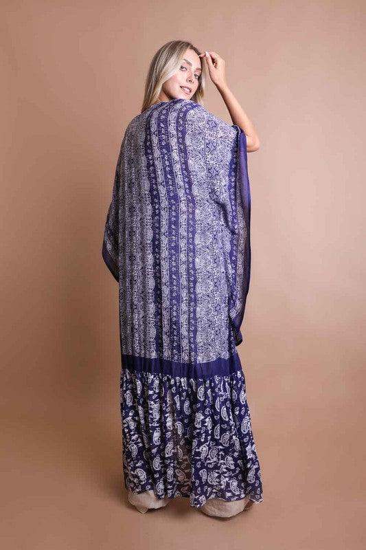LETO Paisley Tapestry Free Flow Kimono - SwagglyLife Home & Fashion