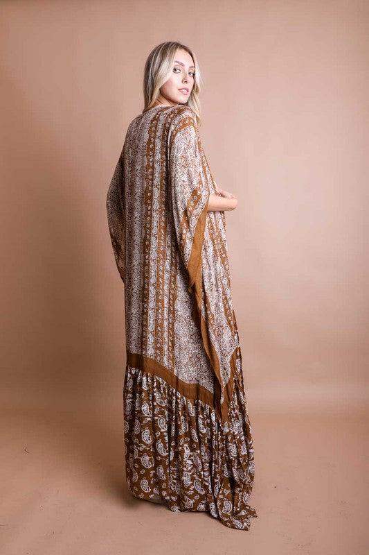 LETO Paisley Tapestry Free Flow Kimono - SwagglyLife Home & Fashion