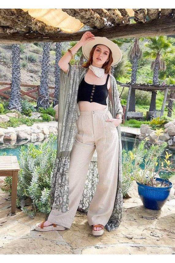 LETO Paisley Tapestry Free Flow Kimono - SwagglyLife Home & Fashion