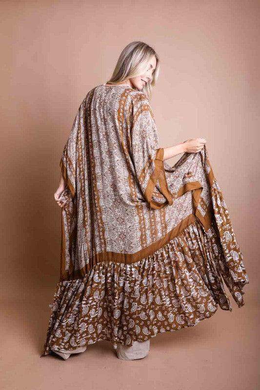 LETO Paisley Tapestry Free Flow Kimono - SwagglyLife Home & Fashion