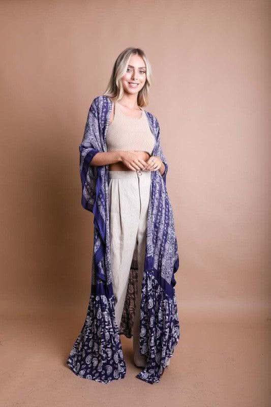 LETO Paisley Tapestry Free Flow Kimono - SwagglyLife Home & Fashion