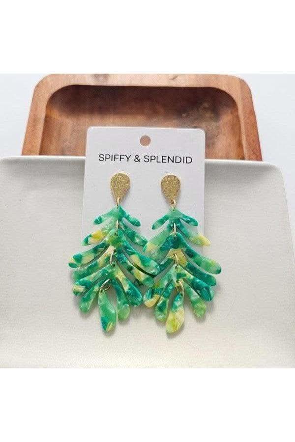Palm Earrings - Green |18k Gold-Plated - SwagglyLife Home & Fashion