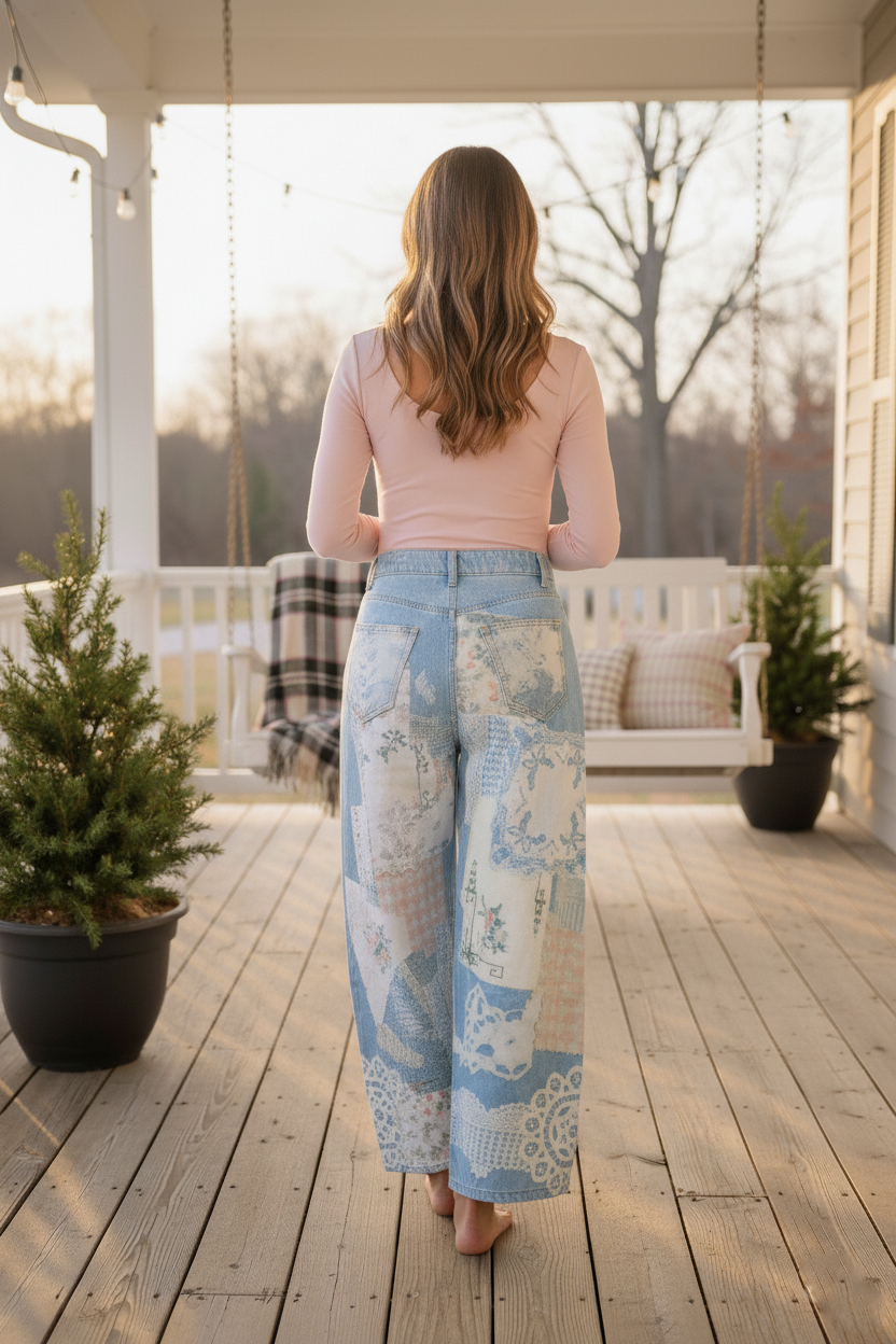Emily Ann: Petticoat Patch Barrel Leg Jeans in - photo