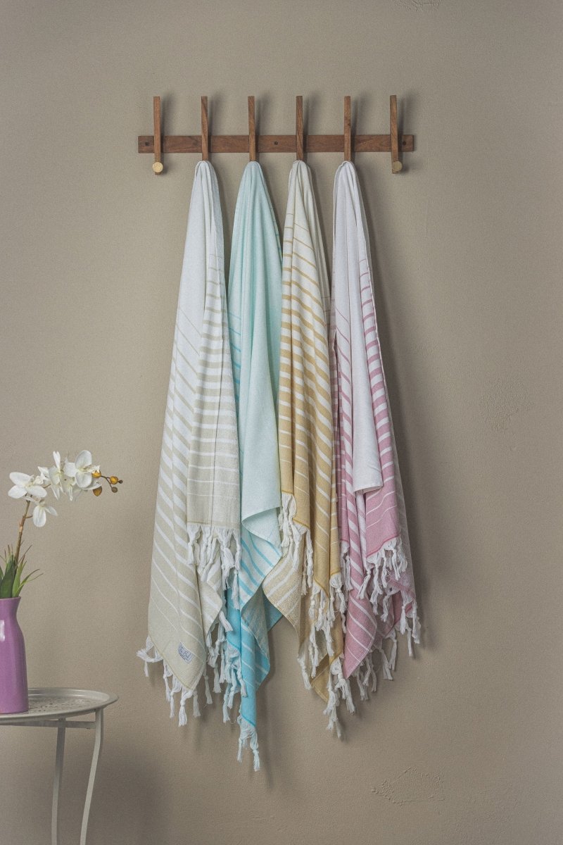 Paradise Stripe Turkish Towels – Vibrant Colors, Dual-Sided Design, Organic Turkish Cotton, 39”x70” in - Beach Towel photo