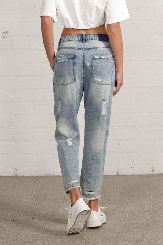 Patched Ripped Frayed Crop Jeans - SwagglyLife Home & Fashion