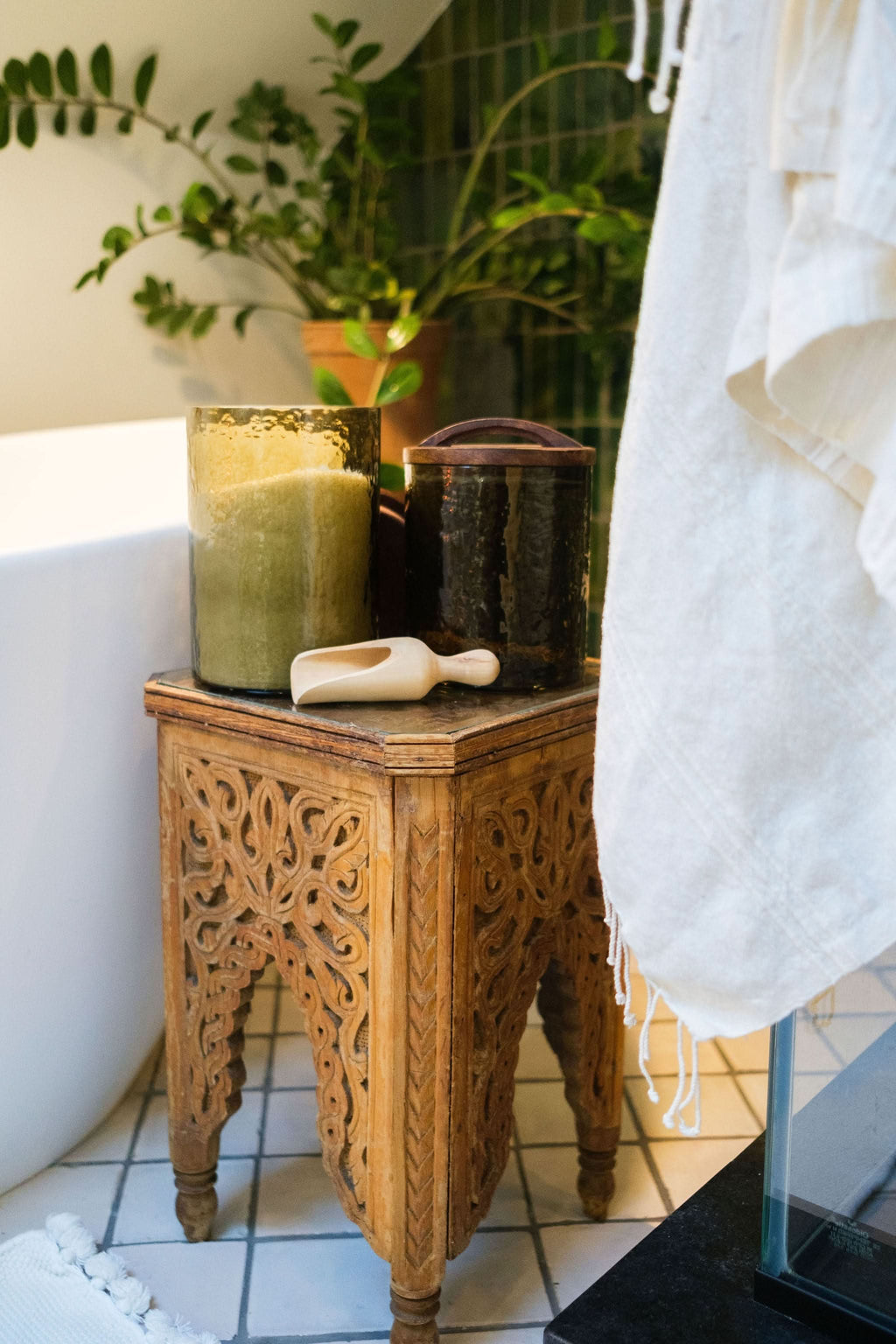 Hammered Glass Canisters with Wood Lid in - Kitchen & Dining photo