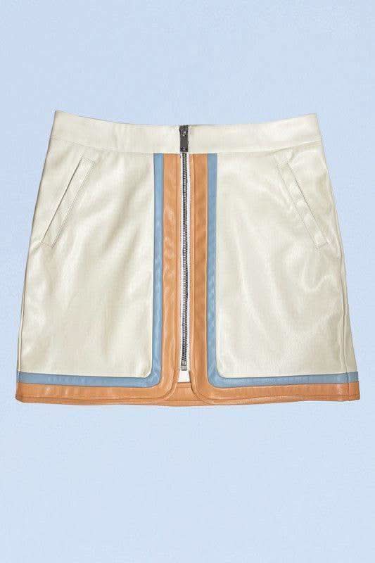 Pleather Retro Stripe Skirt - SwagglyLife Home & Fashion