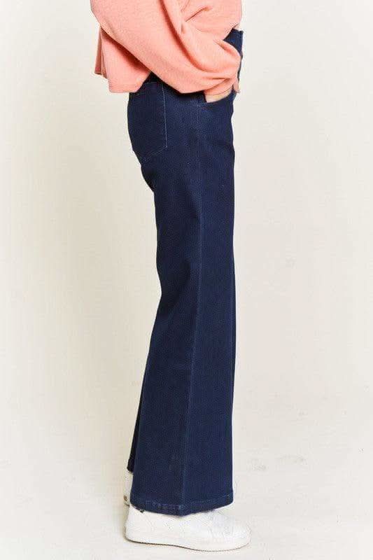 Jade by Jane PLUS High Waisted Button Wide Leg Jeans - SwagglyLife Home & Fashion