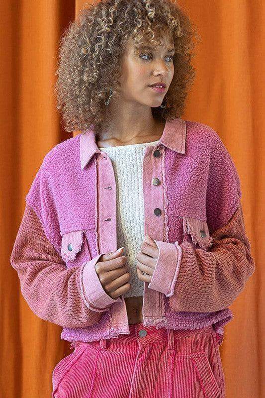 POL Sherpa Contrast Knit Oversized Jacket, Multiple Colors - SwagglyLife Home & Fashion