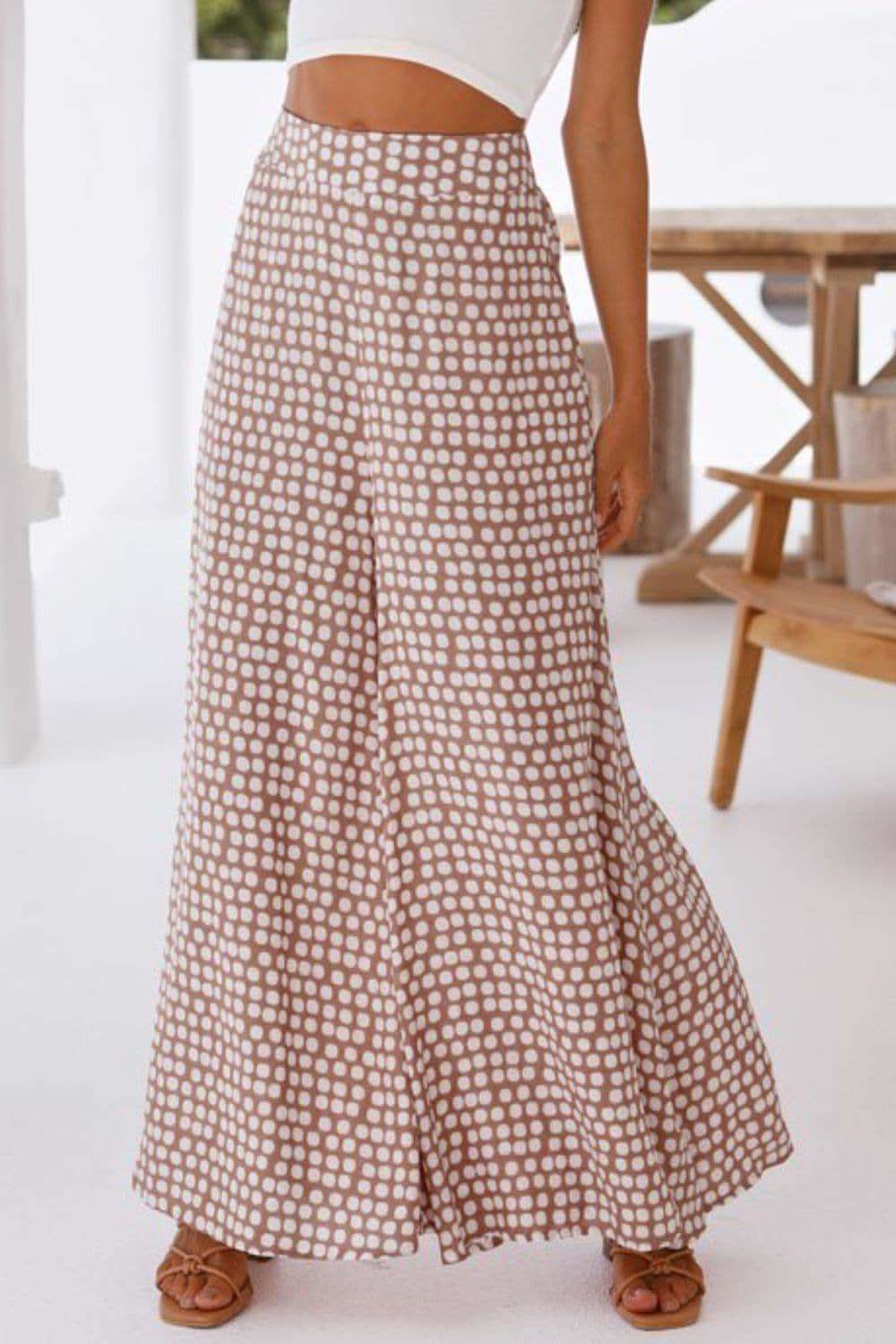 Polka Dot High Waist Wide Leg Pants with Pockets in - Pants photo
