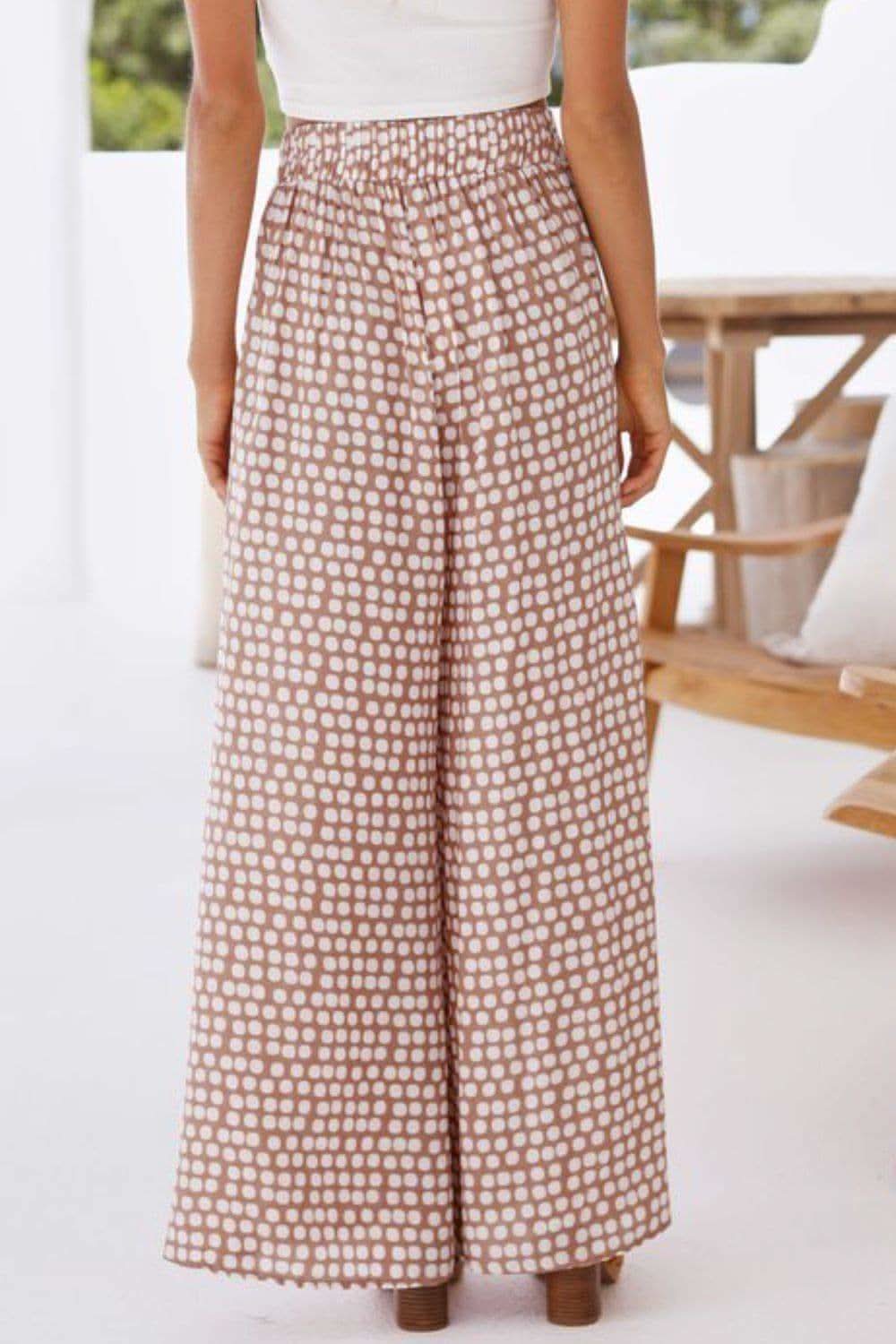 Polka Dot High Waist Wide Leg Pants with Pockets in - Pants photo