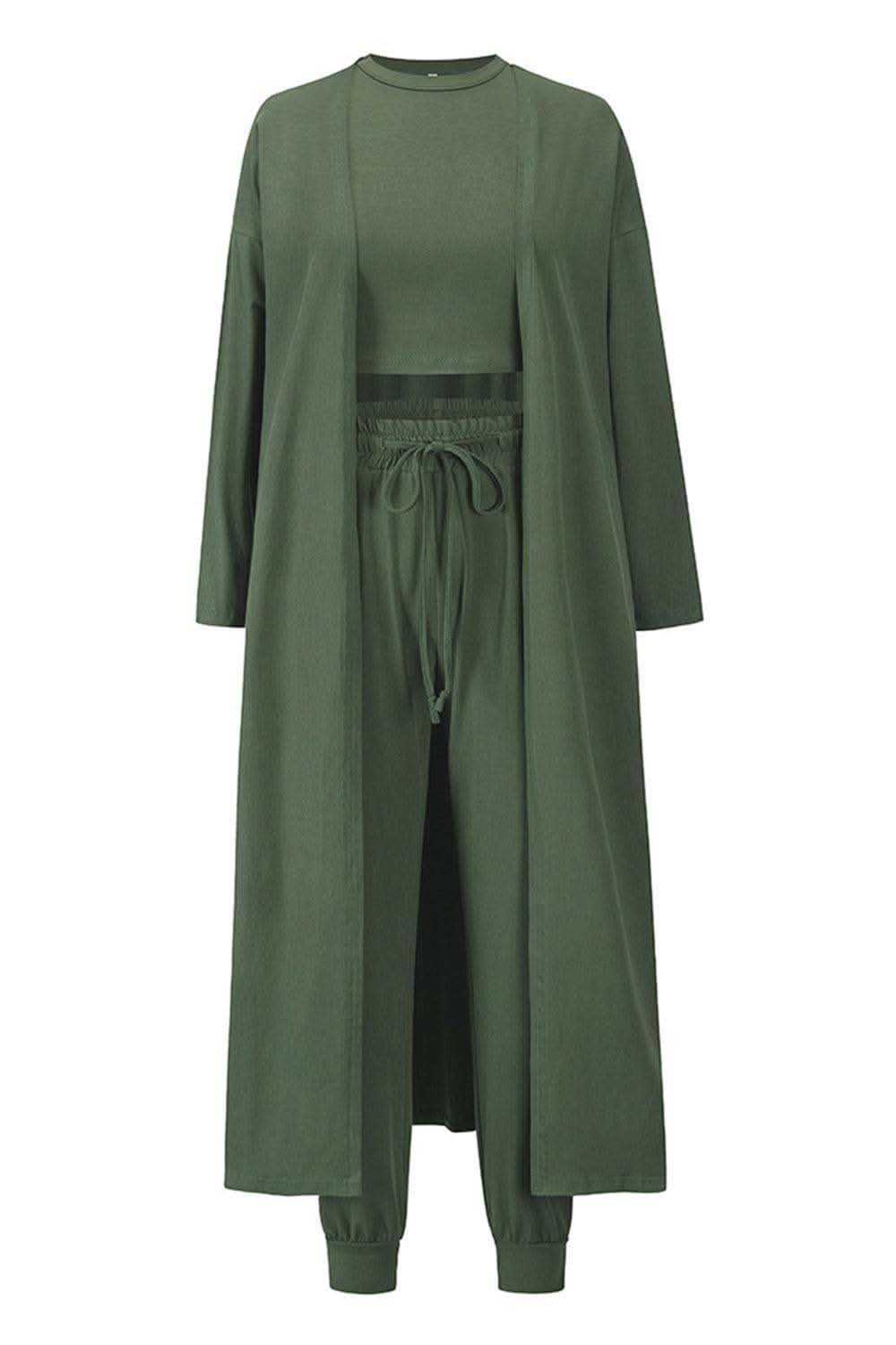 Tank, Pants, and Cardigan Set with Pockets - SwagglyLife Home & Fashion Tank, Pants, and Cardigan Set with Pockets - SwagglyLife Home & Fashion