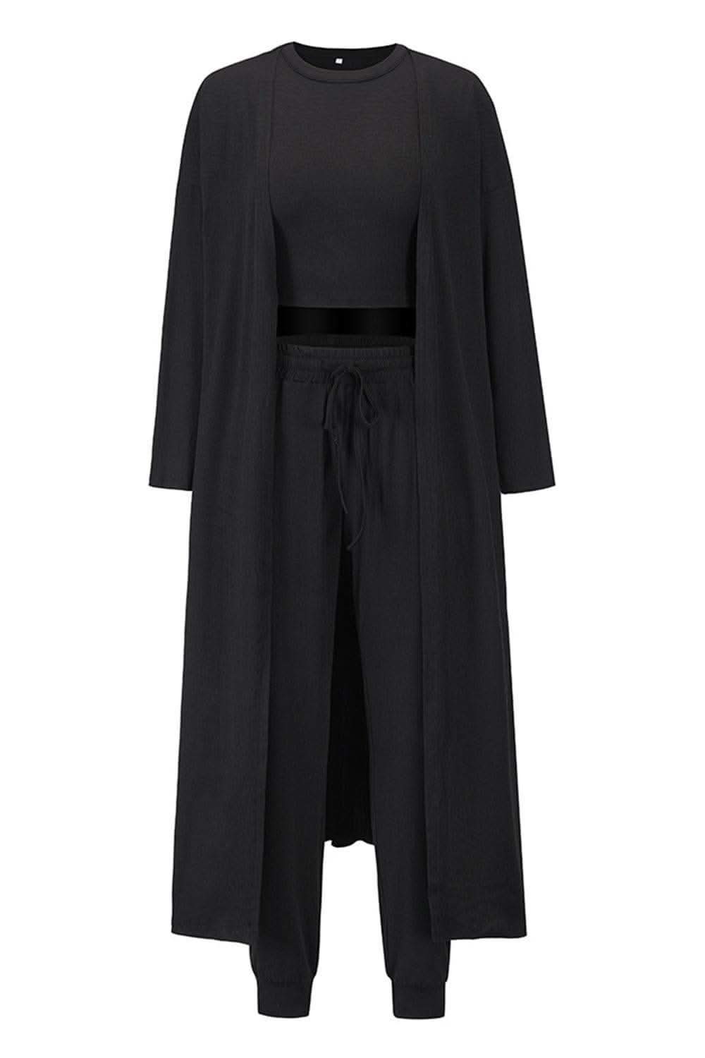 Tank, Pants, and Cardigan Set with Pockets - SwagglyLife Home & Fashion