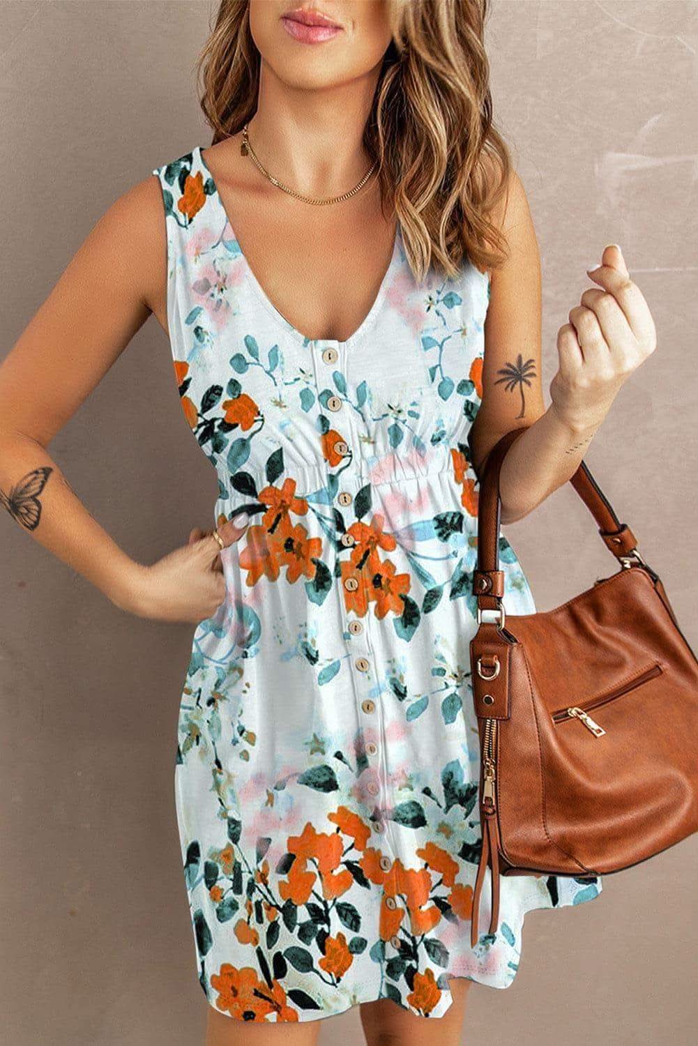 Printed Button Down Sleeveless Magic Dress, Multiple Colors - SwagglyLife Home & Fashion