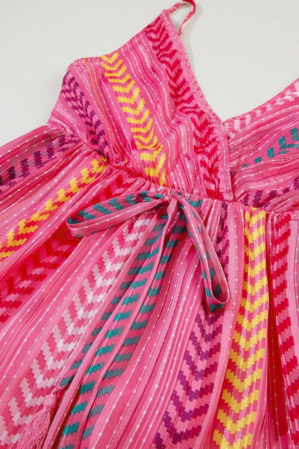 Printed Surplice Maxi Cami Dress - SwagglyLife Home & Fashion