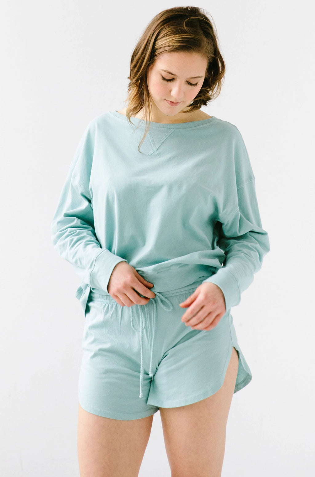 Salua Ribbed Pullover in Aqua Haze - PULLOVER photo
