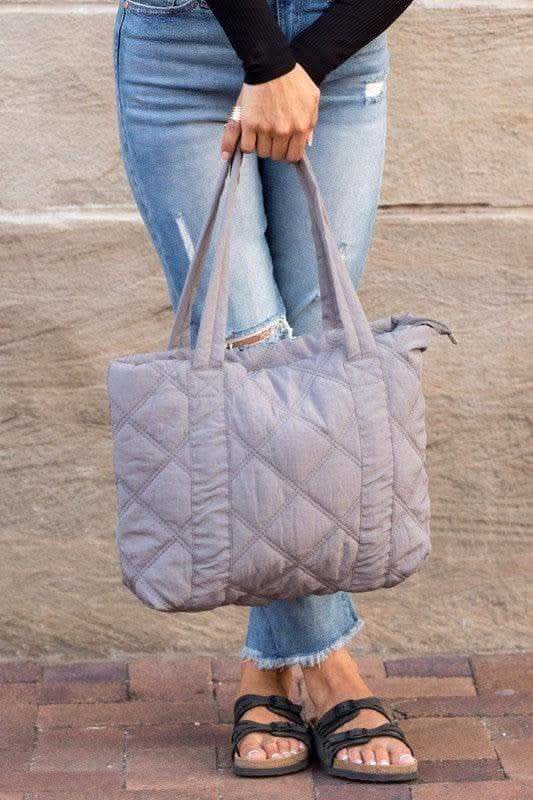 Quilted Tote Bag, Multiple Colors in Gray OneSize - Handbags photo