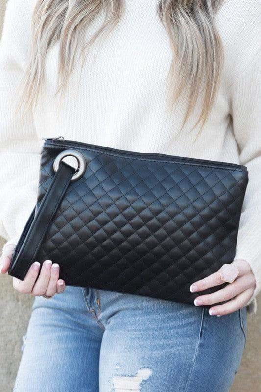 Quilted Wristlet Clutch in Black OneSize - Handbags photo