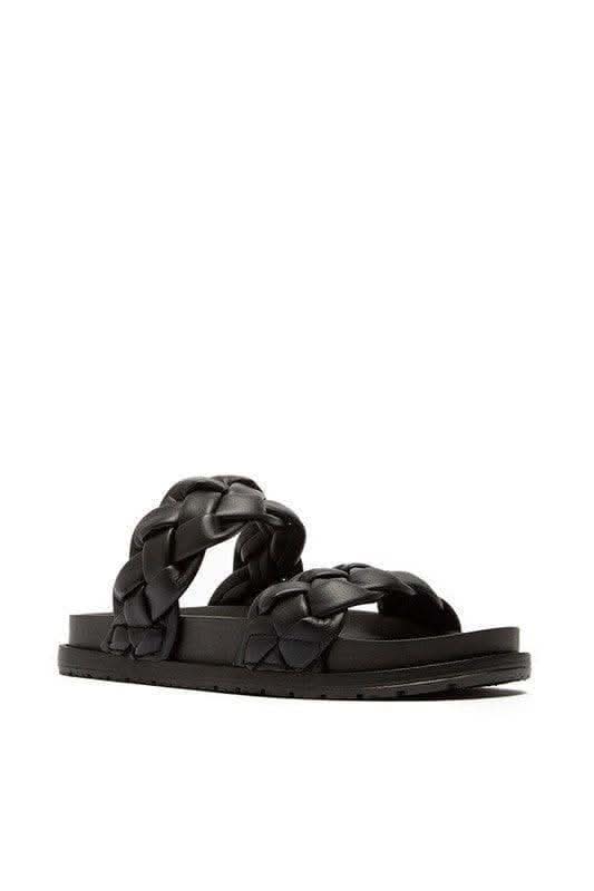 Qupid ALBINA Braided Slide Sandal, Multiple Colors in BLACK - Shoes photo