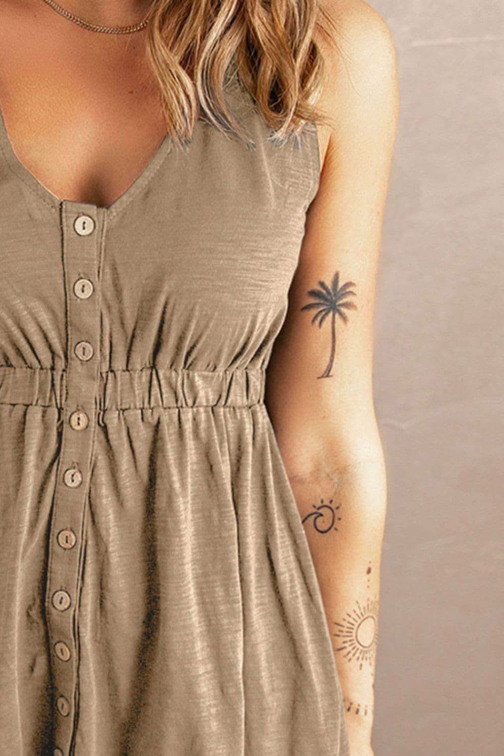 Rachel Sleeveless Button Down Mini Magic Dress - SwagglyLife Home & Fashion