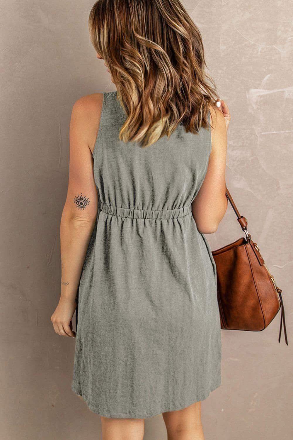Rachel Sleeveless Button Down Mini Magic Dress - SwagglyLife Home & Fashion