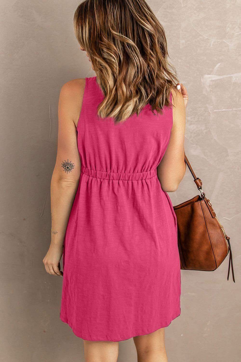 Rachel Sleeveless Button Down Mini Magic Dress - SwagglyLife Home & Fashion