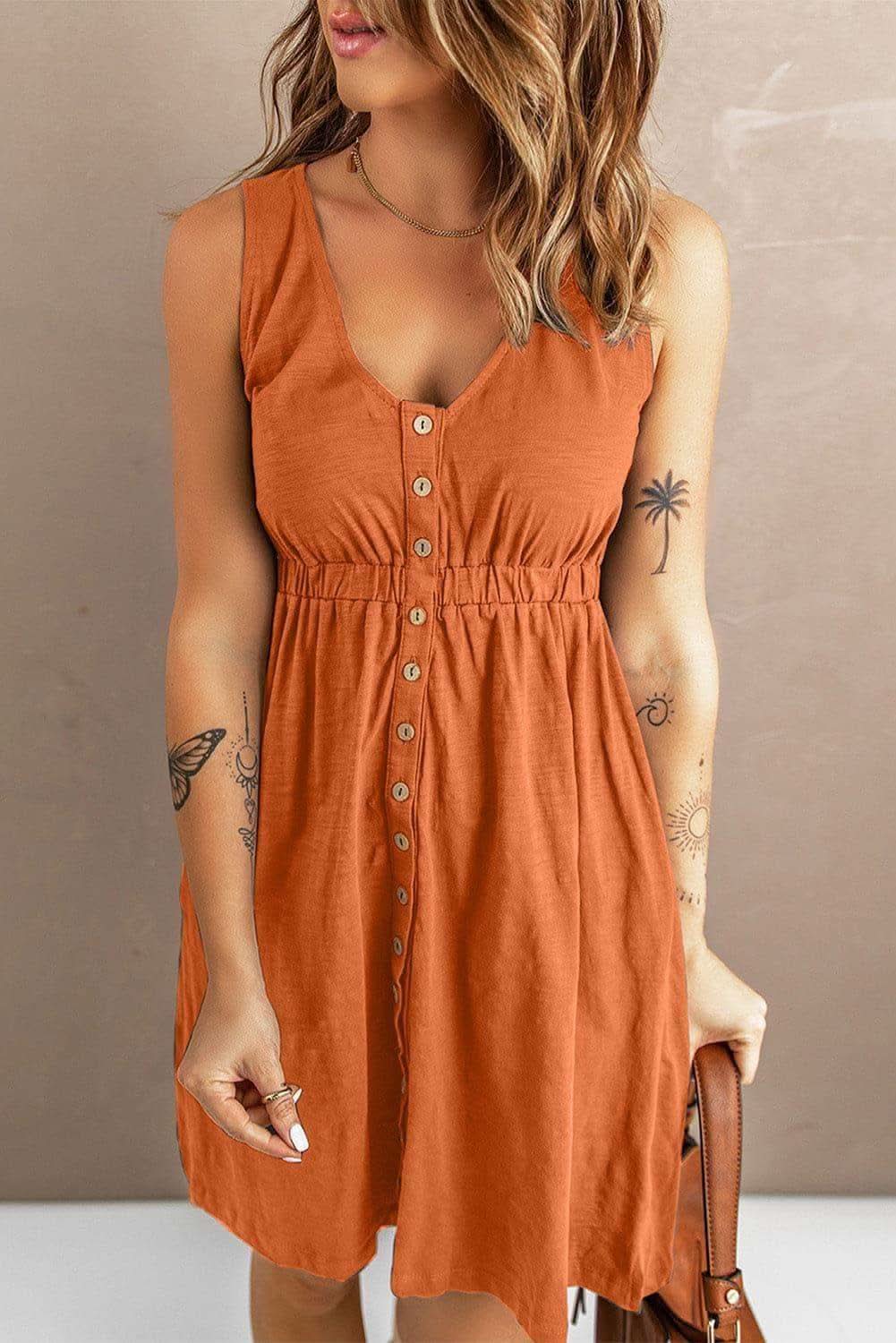 Rachel Sleeveless Button Down Mini Magic Dress - SwagglyLife Home & Fashion