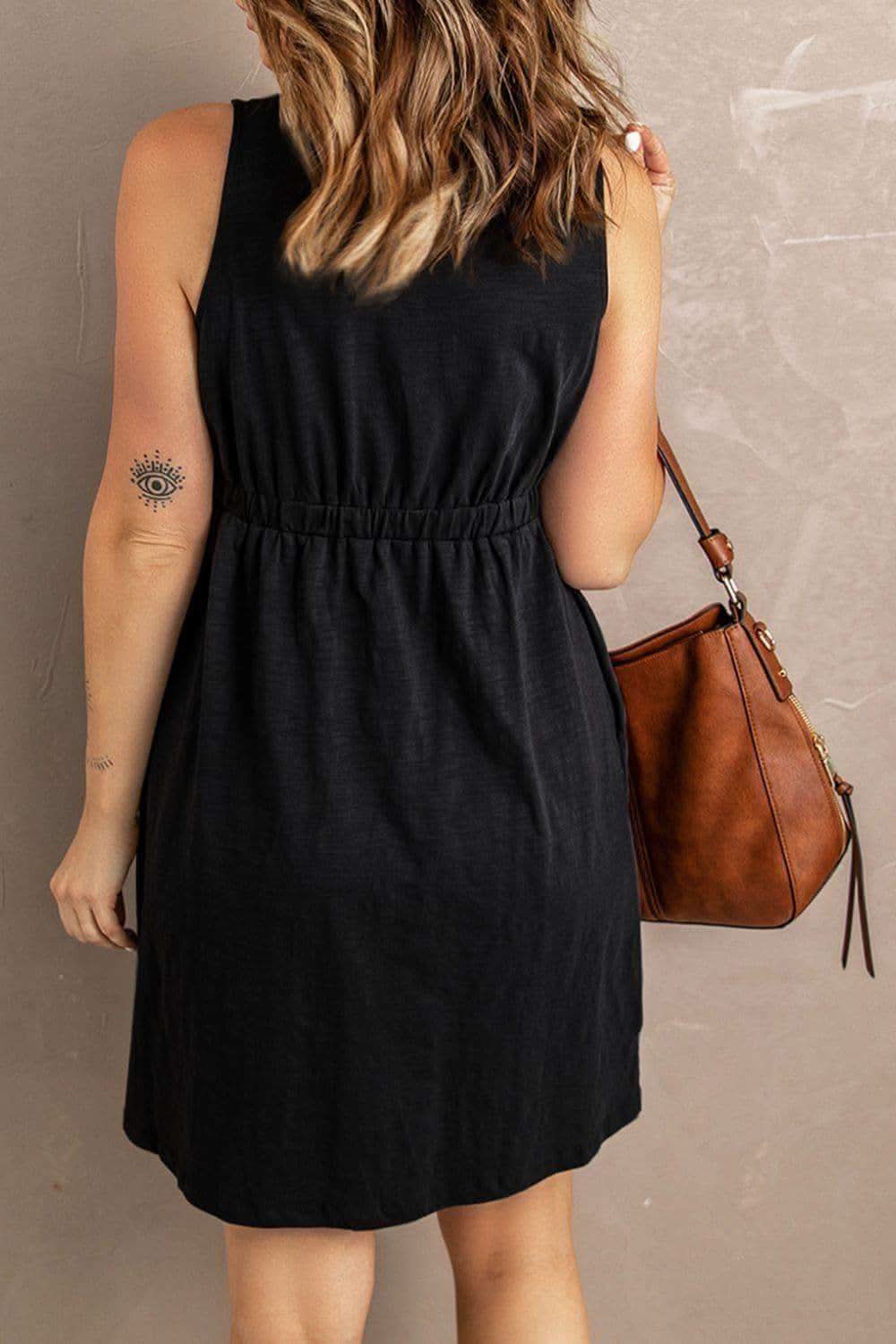 Rachel Sleeveless Button Down Mini Magic Dress - SwagglyLife Home & Fashion