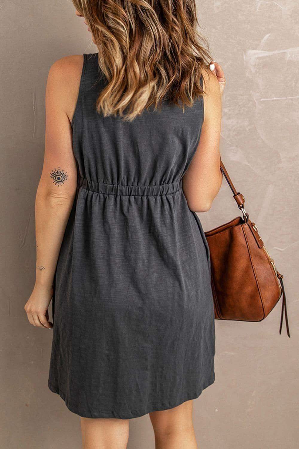 Rachel Sleeveless Button Down Mini Magic Dress - SwagglyLife Home & Fashion