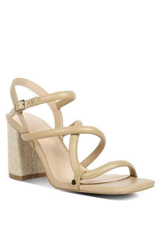 Rag & Co. Artha Open Square Toe Block Heel Sandals in Taupe - Heels photo