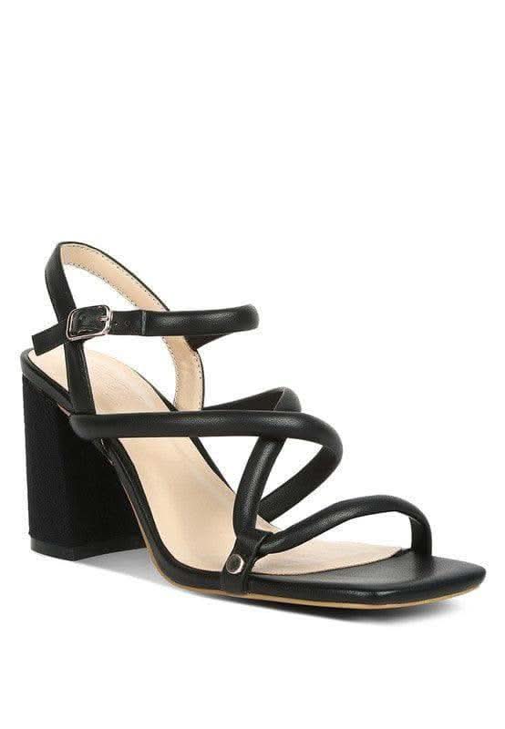 Rag & Co. Artha Open Square Toe Block Heel Sandals in Black - Heels photo