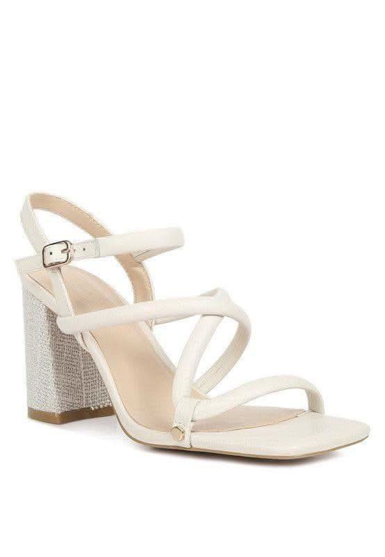 Rag & Co. Artha Open Square Toe Block Heel Sandals in Off White - Heels photo
