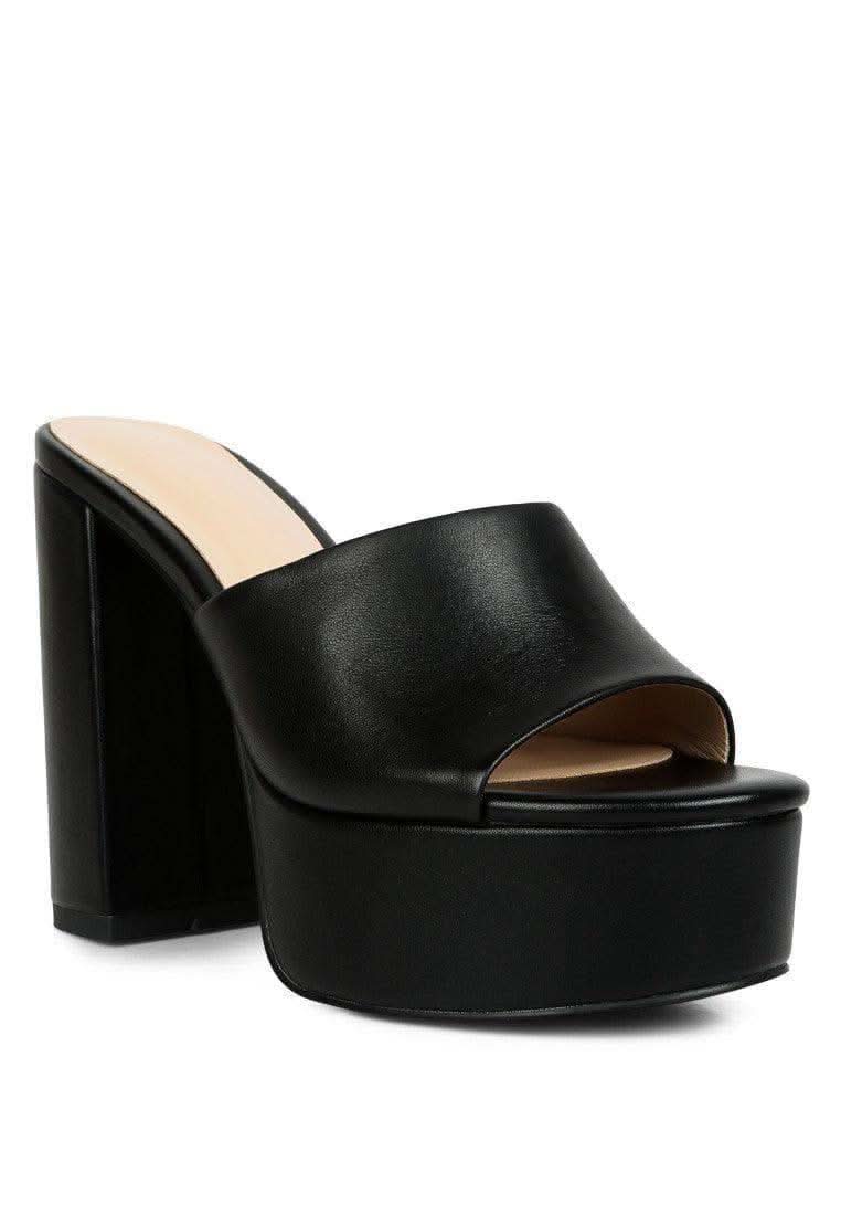 RAG & CO Shuri Open Toe High Block Heel Sandals in Black - Shoes photo
