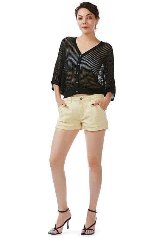 RAG CO Pleated Flap Pocket Shorts in Light Yellow - Shorts photo