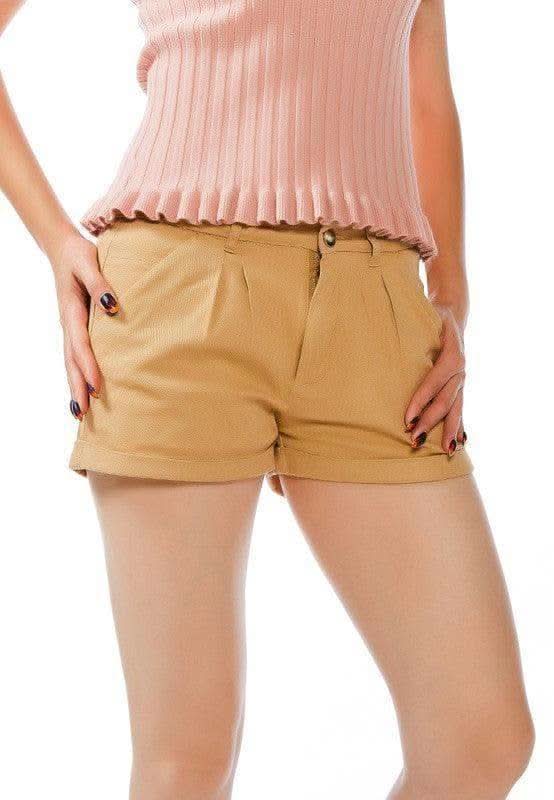 RAG CO Pleated Flap Pocket Shorts in BEIGE - Shorts photo