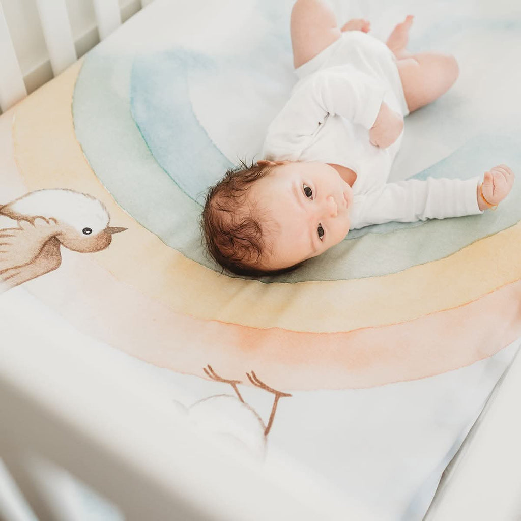 Rainbow and Birds Mini Crib Sheet in - Crib sheets photo