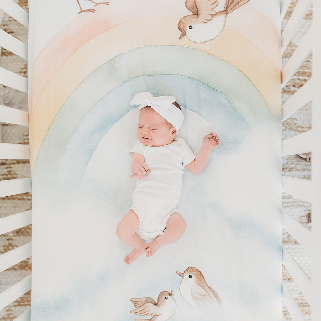 Rainbow and Birds Mini Crib Sheet in - Crib sheets photo
