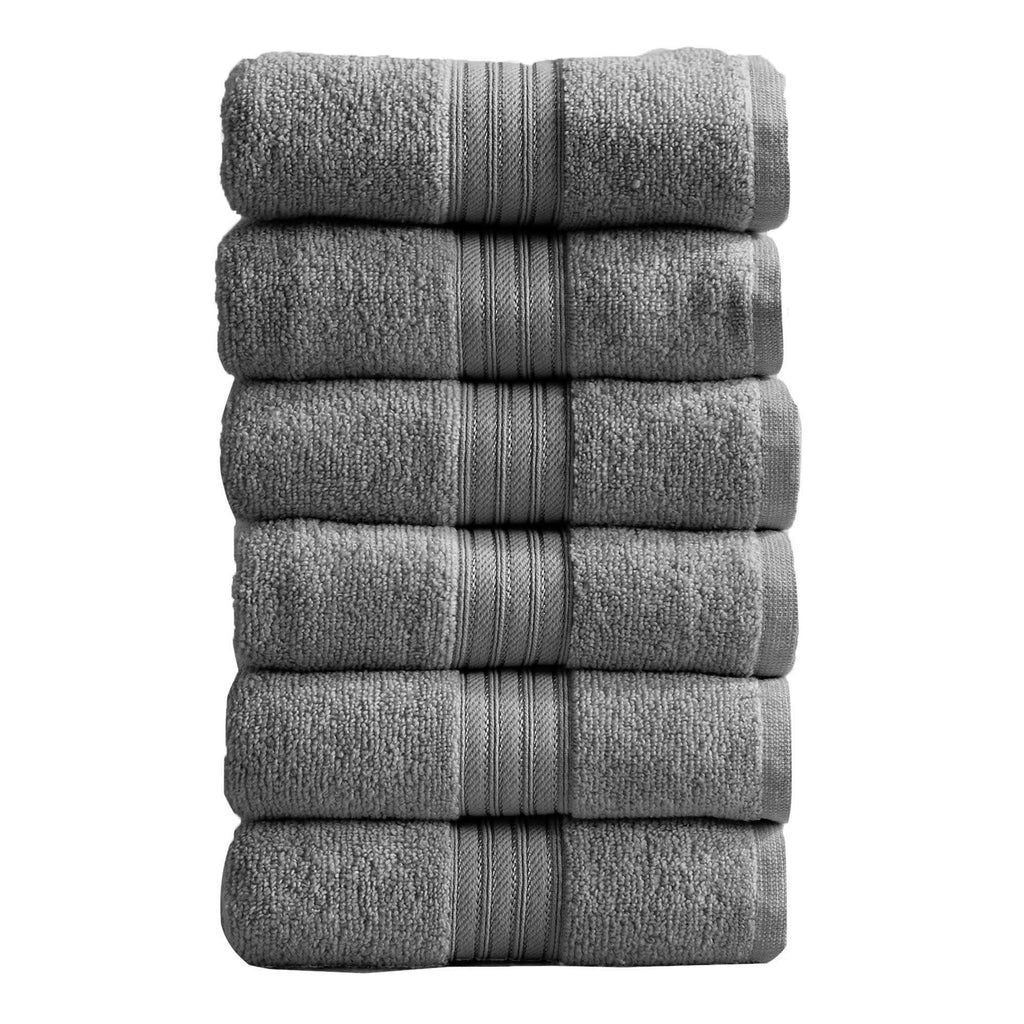 Cotton Terry Bath Towel Set - Cooper Collection in Hand Towel (Pack of 6) Dark Grey - photo