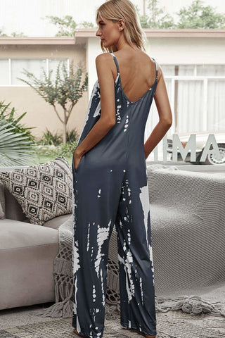 Remi Tie-Dye Spaghetti Strap Jumpsuit with Pockets - SwagglyLife Home & Fashion Remi Tie-Dye Spaghetti Strap Jumpsuit with Pockets - SwagglyLife Home & Fashion
