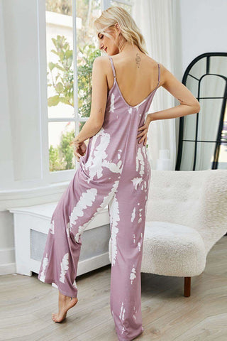 Remi Tie-Dye Spaghetti Strap Jumpsuit with Pockets - SwagglyLife Home & Fashion Remi Tie-Dye Spaghetti Strap Jumpsuit with Pockets - SwagglyLife Home & Fashion