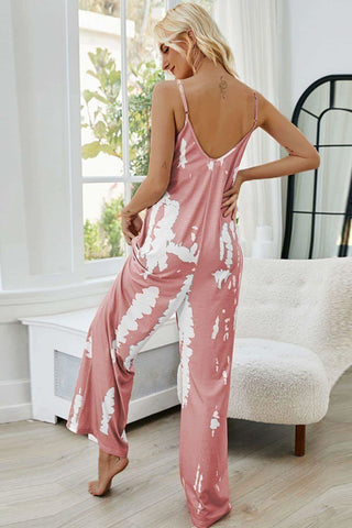 Remi Tie-Dye Spaghetti Strap Jumpsuit with Pockets - SwagglyLife Home & Fashion Remi Tie-Dye Spaghetti Strap Jumpsuit with Pockets - SwagglyLife Home & Fashion