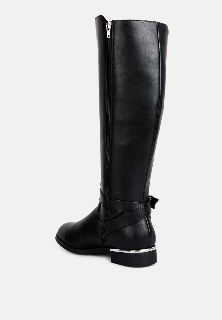 Renny Buckle Strap Embellished Calf Boots in - Boots photo