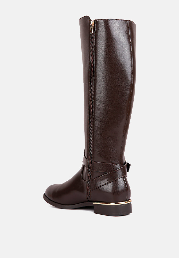 Renny Buckle Strap Embellished Calf Boots in - Boots photo
