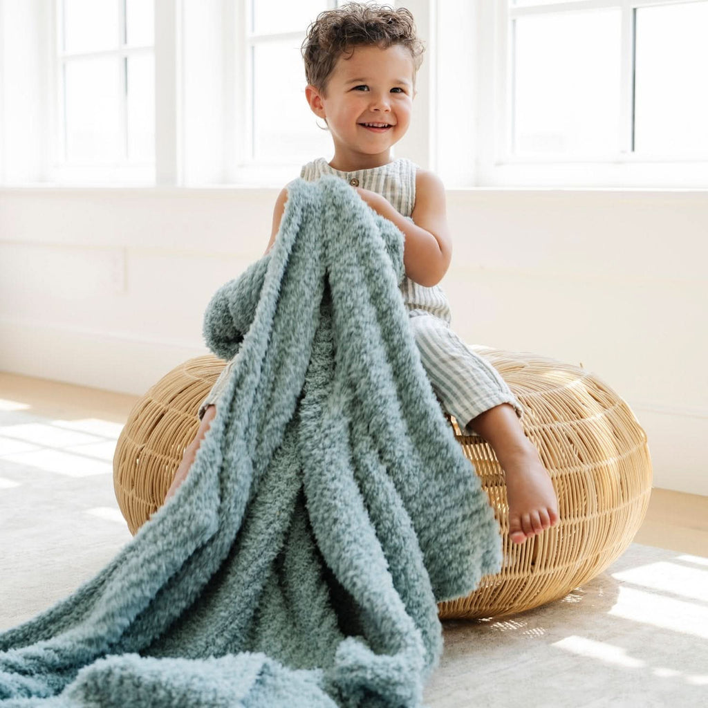 Ribbed BAMBONI® Toddler Blankets in Surf - photo